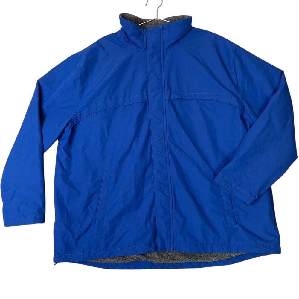 Lands' End Men's 2XL Blue fleece lined Squall Jacket Full Zip Mid-Length